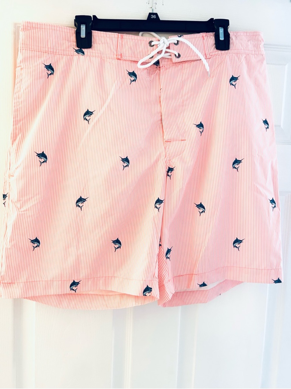 NWT St. John's Bay Swim Trunks PINK Blue Marlin STRIPE